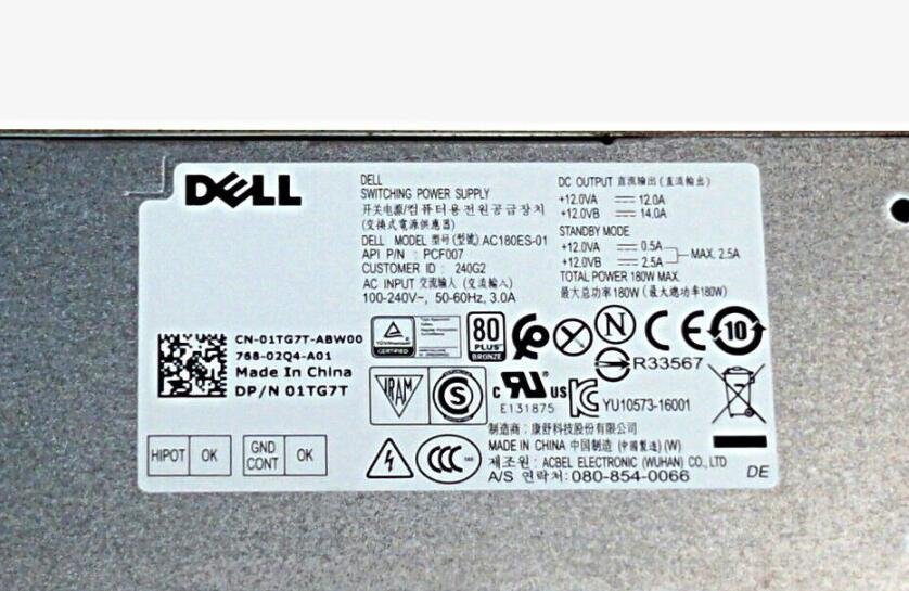 Dell Optiplex 3040 5040 7040 SFF 180W Alimentatore 8 pin